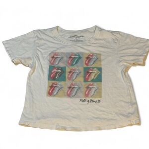 The Rolling Stones White Tee with Multicolor Tongue Design